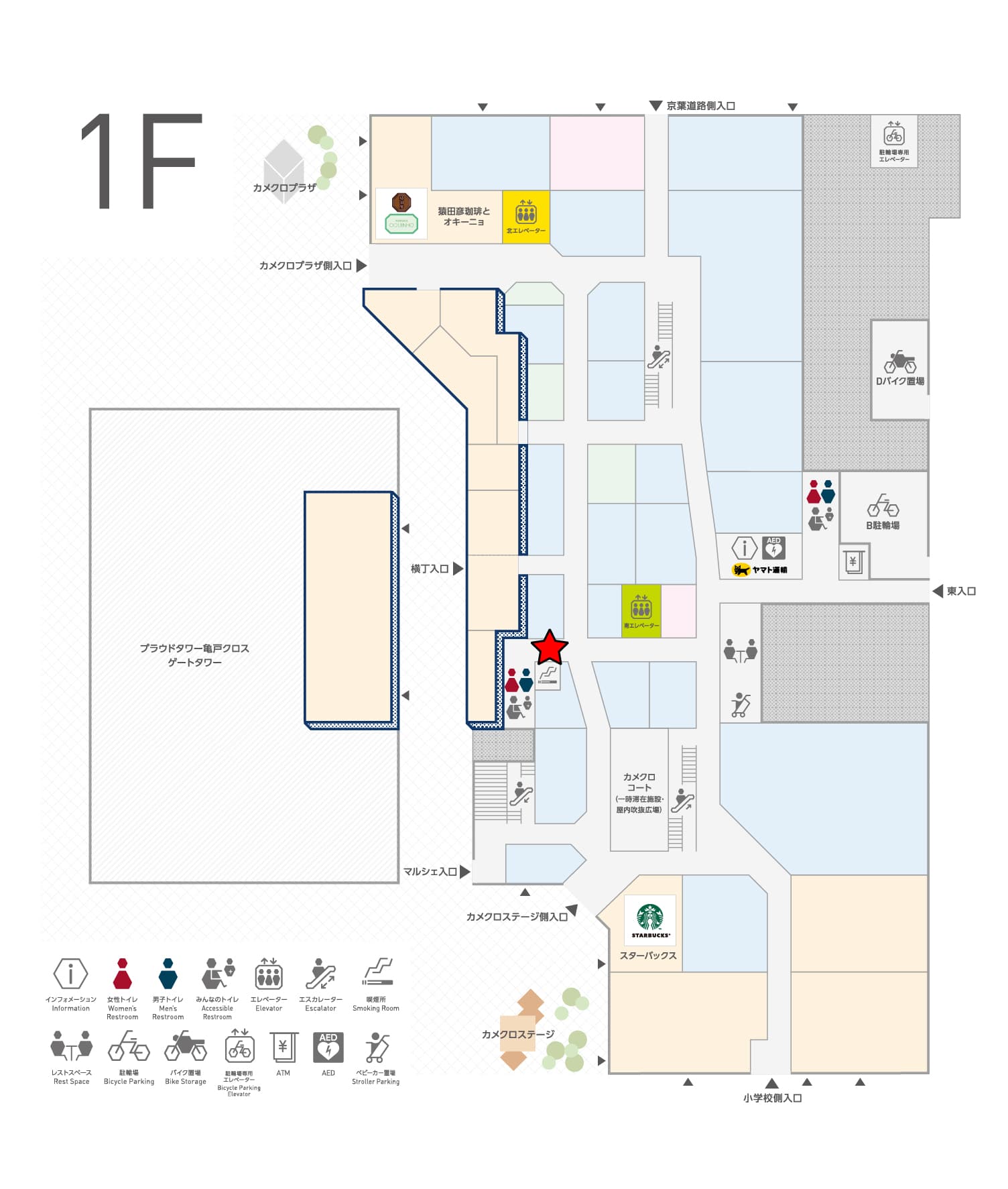 1F喫煙所前 電子タバコなどの販促プロモーションに最適な催事イベントスペースの図面・フロアマップ