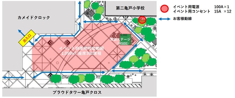 1Fカメクロステージ 大型イベントに最適な屋外催事イベントスペース1