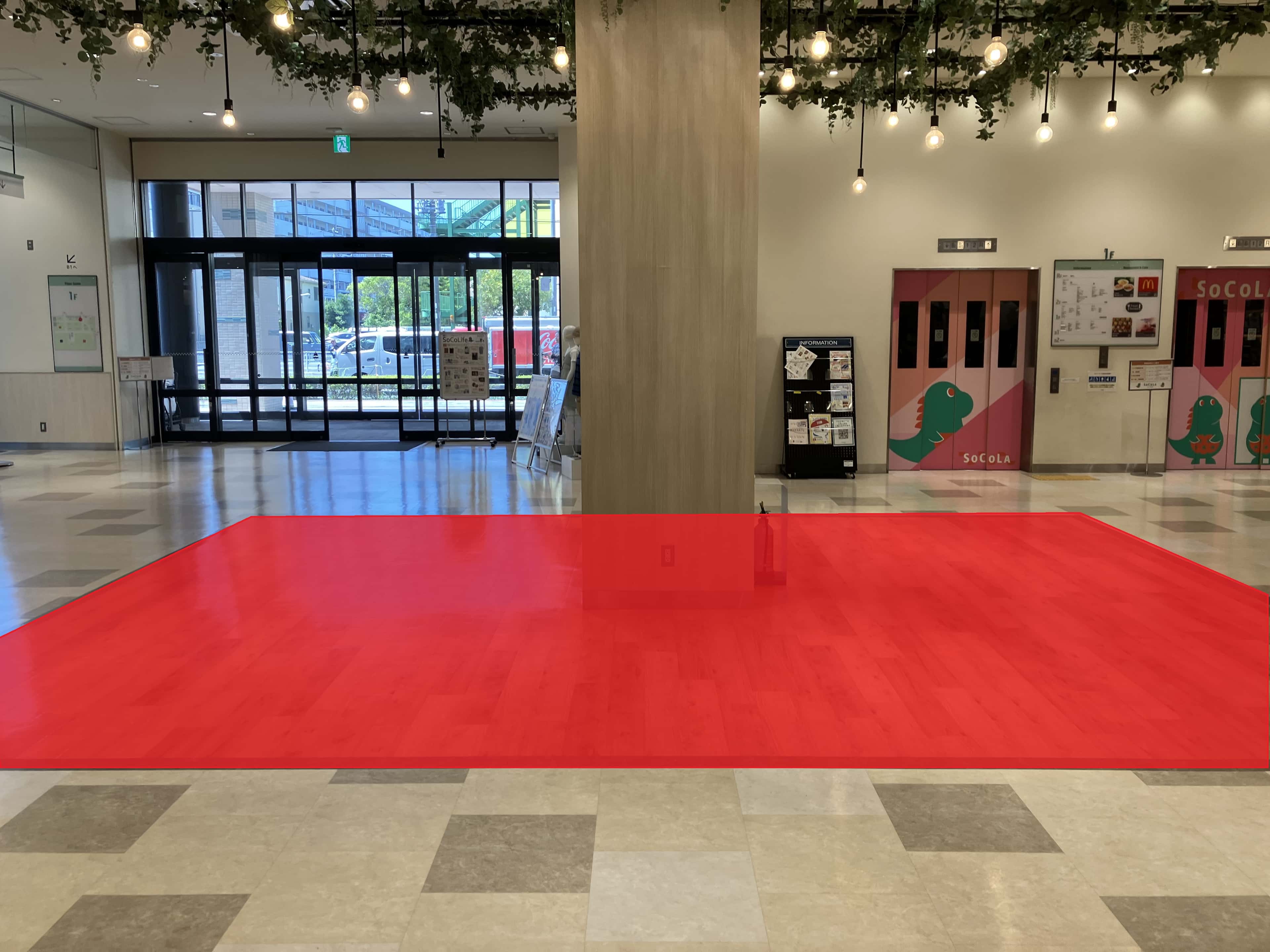 1階エントランス・エレベーター前 物販、食物販のポップアップストアや販促プロモーションに最適な催事イベントスペース