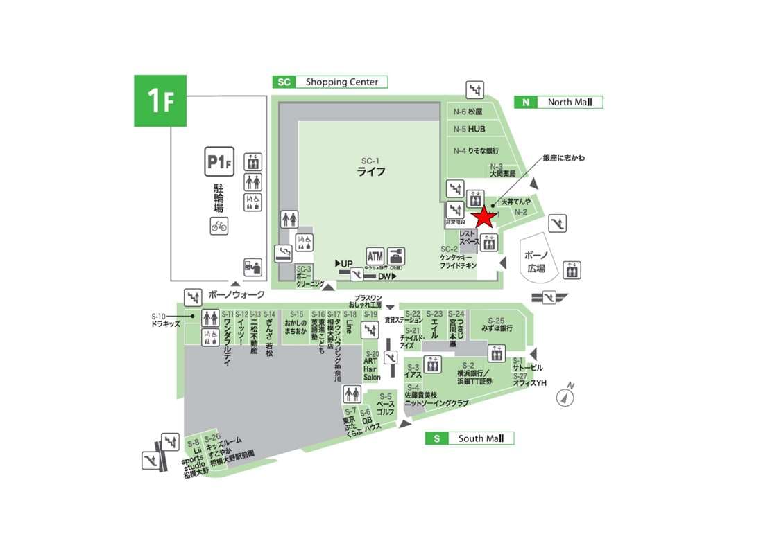 1階エレベーター横 物販/食物販のポップアップストアや販促プロモーションに最適な催事イベントスペースの図面・フロアマップ