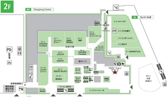 2階ポップアップスペース 物販、食物販のポップアップストアや販促プロモーションに最適な催事イベントスペースの図面・フロアマップ