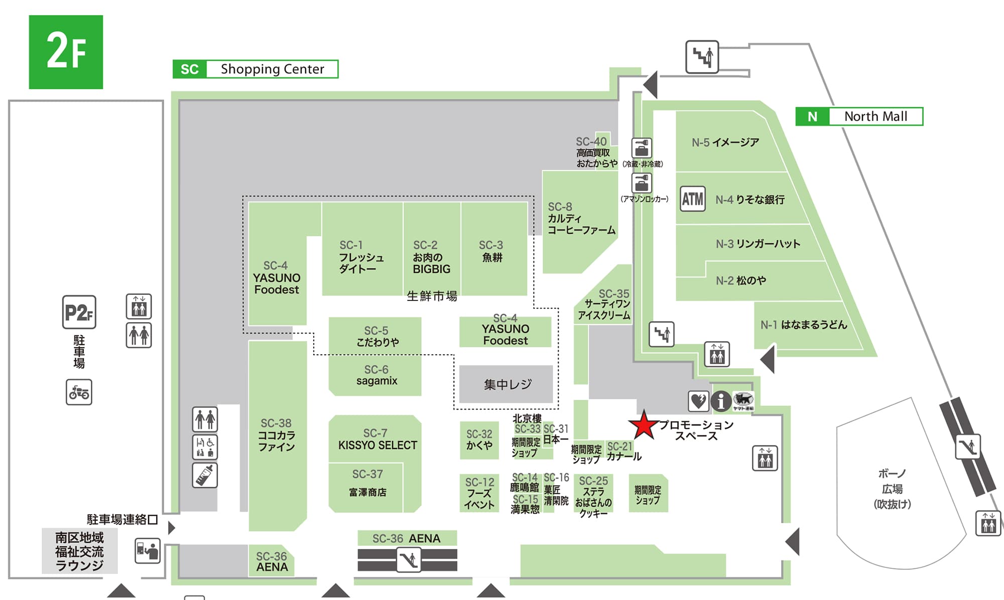 2階ポップアップスペース 物販、食物販のポップアップストアや販促プロモーションに最適な催事イベントスペースの図面・フロアマップ